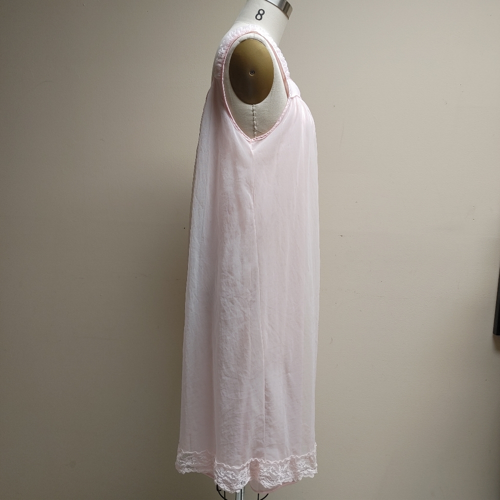Vtg Sis. Wt Grant Pink Chiffon Nightgown M View 5